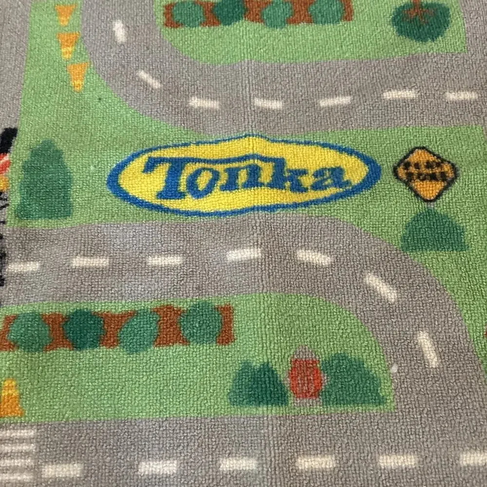 Tonka Kids Road Play Mat Rug Construction Truck Car Playroom Floor Rug 39x39”